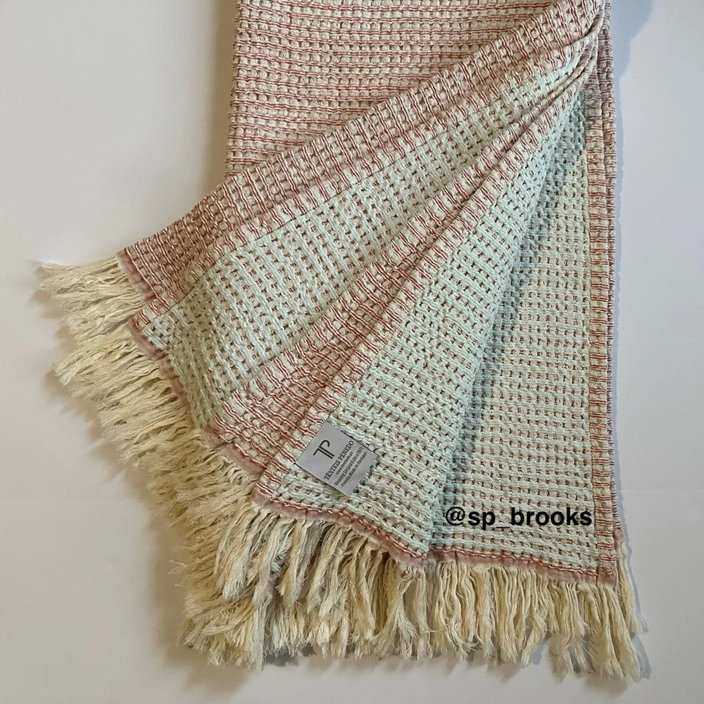 🎁Texteis Penedo Throw Blanket - Peppermint - Reverse Waffle Bands